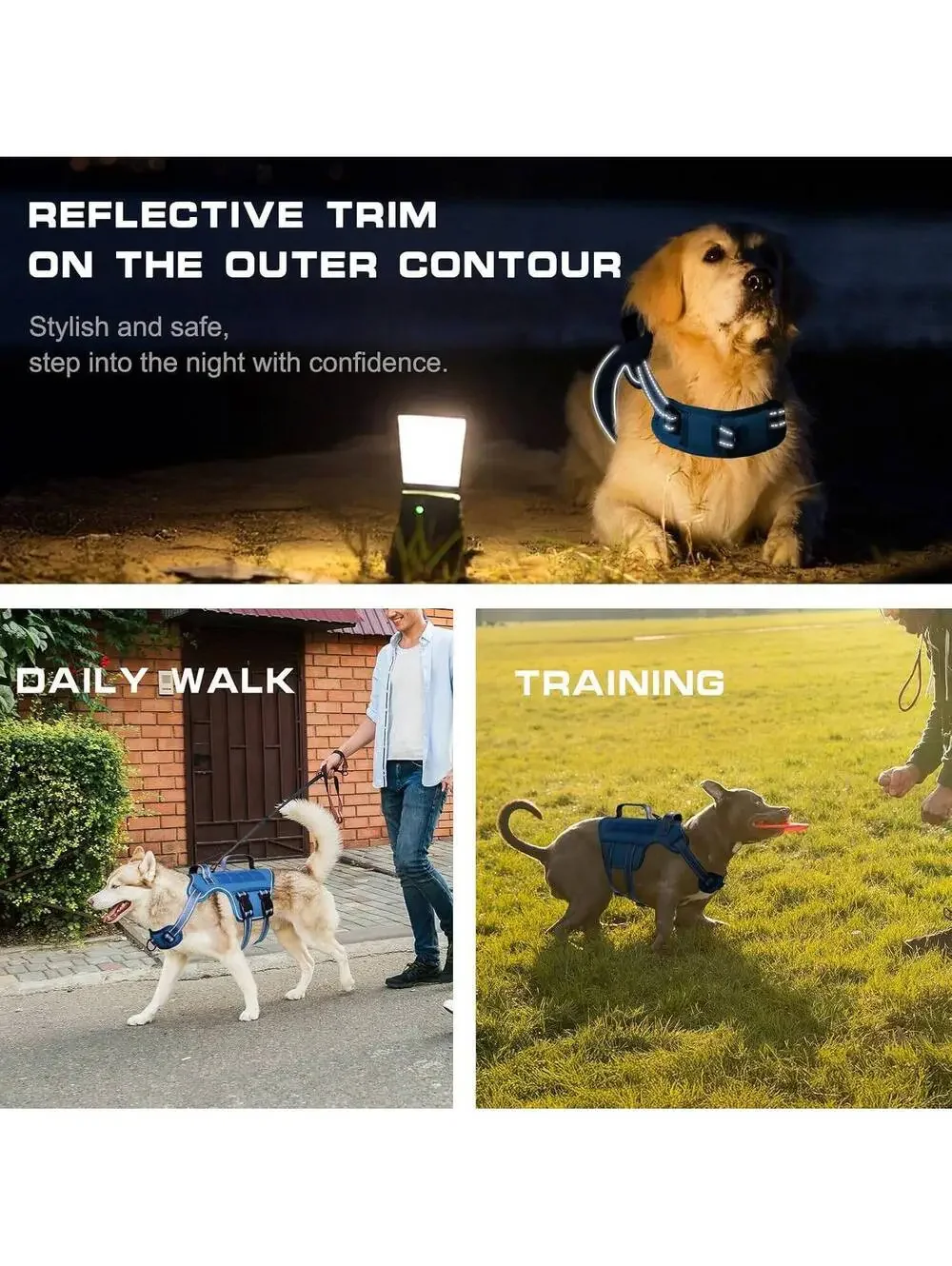 Dog Harness Medium - No Pull Dog Vest with Molle System, Reflective Strips